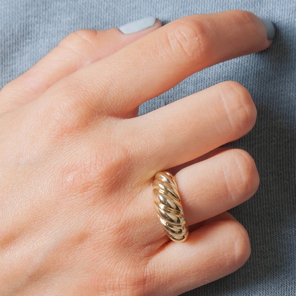 Waterproof gold plated rope ring - Picture 2 of 3